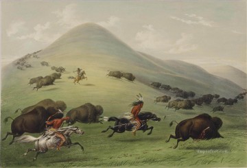 150の主題の芸術作品 Painting - ジョージ・カトリン アメリカ西部のバッファロー狩り